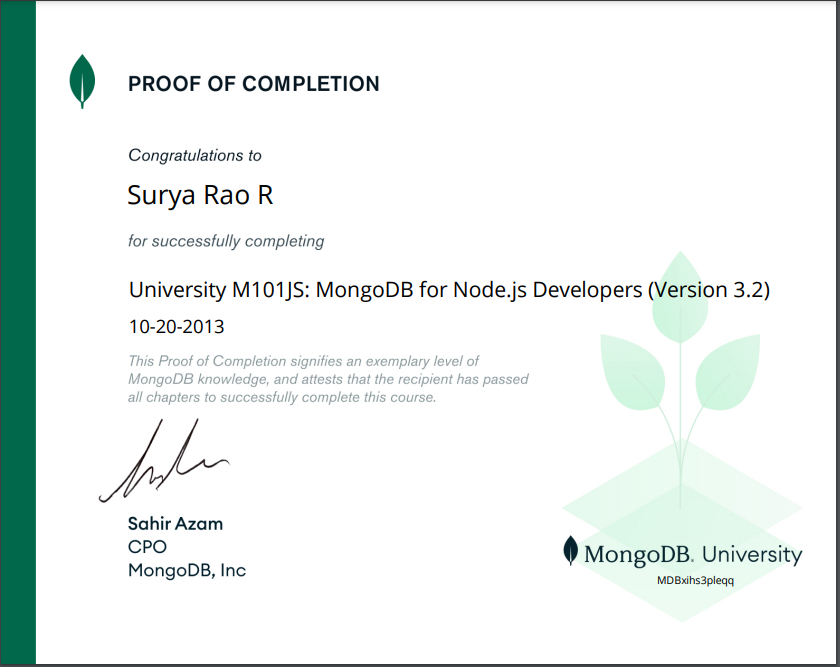 MongoDB Certificate